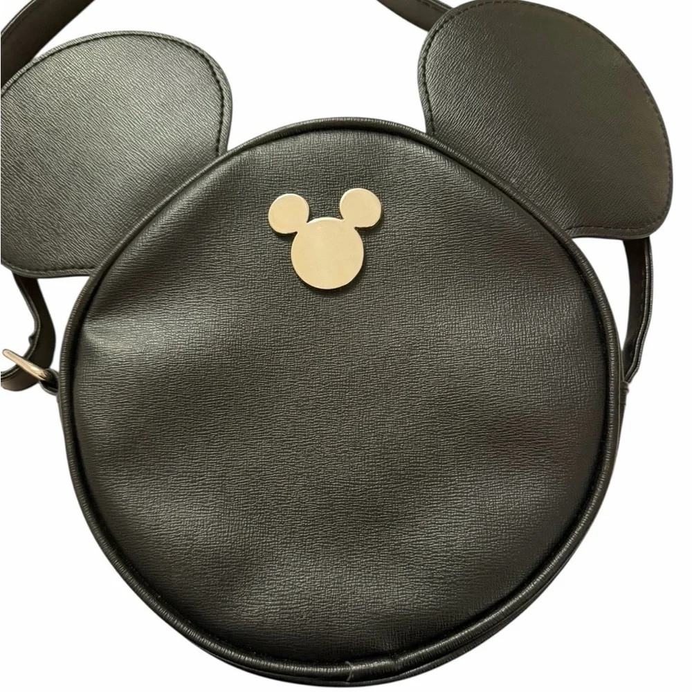DISNEY BIOWORLD Canteen Mickey Mouse Ears Purse Bag Black Silver Emblem 3353-1